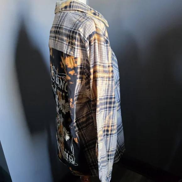 BUCKLE- La la Island Upcycled Yellow/black Flannel, Creek Ranch Wyoming Size S - Picture 7 of 12